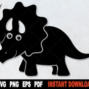 Dinosaur SVG, Triceratops SVG, Black Dinosaur SVG File For Cricut, Silhouette Clipart Cut File,  Sublimation Png-  Instant Digital Download