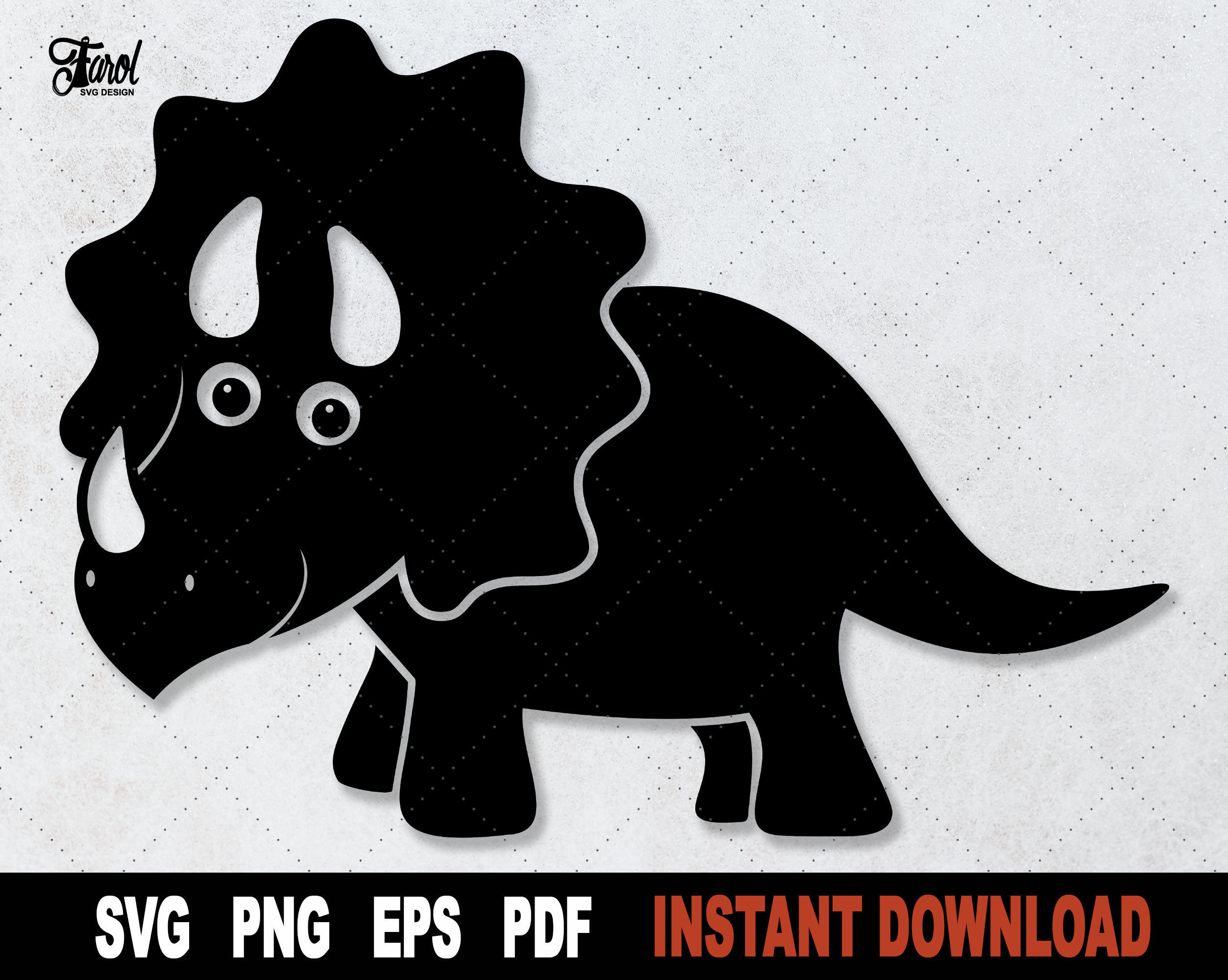 Dinosaur SVG Triceratops SVG Black Dinosaur SVG File for Etsy
