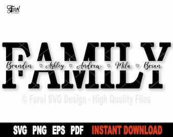 Family Name Split Frame SVG: Cricut, Silhouette (Digital Download)