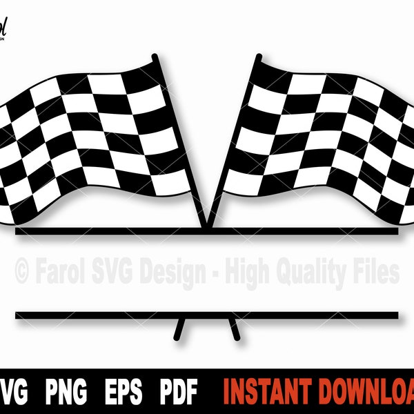 Checkered Flag Svg, Split Name Frame Svg, Racing Flags Svg File For Cricut, Silhouette, Racing life, Sport Clipart, Vector- Digital Download