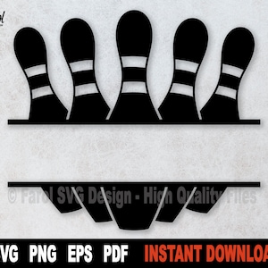 Bowling Pin Split Monogram SVG: Sport Clipart, Name Frame (Digital Download)