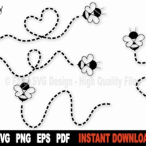 Bee Paths SVG, Bestand voor Cricut, Silhouet, Bumble Bee Svg Cut File, Vector Clipart Svg Bundel, Sublimatie Png - Instant Digitale Download