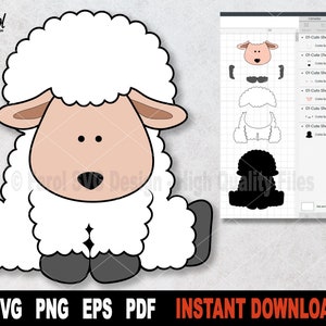 File di taglio Svg di pecora, File Svg di pecora carina per Cricut, Silhouette, Clipart Svg di Pasqua, Vettore animale, Sublimazione Png - Download digitale istantaneo