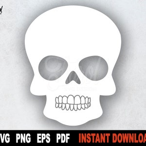Skull SVG Cut File, White Skeleton SVG File For Cricut, Silhouette, Sublimation png, Clipart - Instant Digital Download