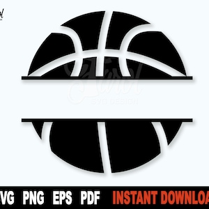 Basketball Split Monogram Svg Cut File, silhouette Basketball Svg File For Cricut, Basketball Frame Clipart - Téléchargement numérique instantané