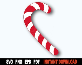 Eenvoudige Candy cane svg, Kerstmis clipart SVG-bestand voor Cricut - Instant Digital Download