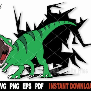 Dinosaur SVG, Tyrannosaurus Rex Coming Out Of The Crack SVG File For Cricut, Silhouette, Vector Clipart Svg Cut File- Digital Download