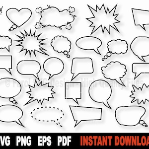 Tekstballon SVG-bestand voor Cricut, silhouet, tekstballon SVG-bundel, SVG-bestanden voor snijden, vectorvormen clipart-digitale Instant Download