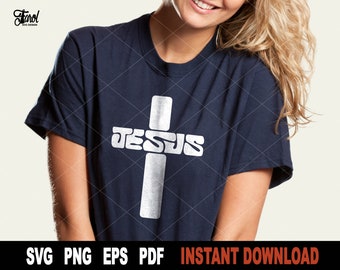 Jesus kors SVG klippfil: Kristen Cricut silhuett (digital nedladdning)