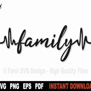 Familia SVG, Familia Png, Archivo SVG Heart Beat para Cricut, Silueta, Archivo de corte familiar, Vector Clipart- Descarga digital instantánea