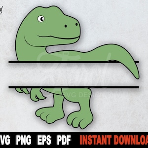 Dinosaur SVG, Tyrannosaurus Rex SVG, Dinosaur Split Monogram SVG File For Cricut, Silhouette T-Rex Png Clipart Cut File,  Instant Download