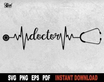 Stethoskop Doktor SVG: Medizinisch geschnitten Datei für Cricut, Silhouette (digitaler Download)