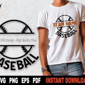Baseball Team Split Name Frame SVG: Cricut, Silhouette (Digital Download)
