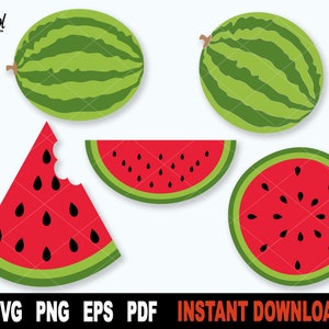 Watermelon SVG Bundle, Watermelon SVG File For Cricut, Silhouette, Nature Vector, Fruit Cut File, Summer svg, Png- Instant Digital Download