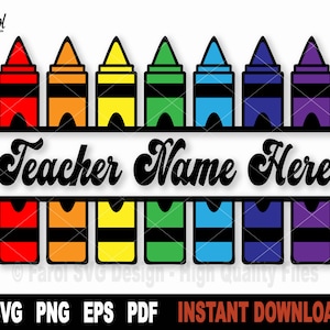 Crayon Teacher Name Monogram SVG Cut File (Digital Download)