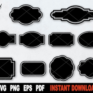 Forme per etichette Pacchetto SVG, File Svg cornice per Cricut, Silhouette, File di taglio Tag Svg, Clipart forme, Sublimazione PNG - Download istantaneo