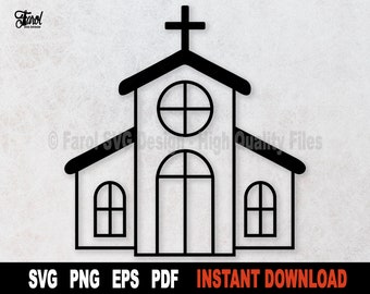 Church SVG, Church Svg Cut File, Religious Clipart, Christian Svg Files for Cricut, Silhouette, Outline Svg File- Instant Digital Download