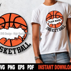 Nom de l'équipe de basket-ball SVG | Création de cadre pour prénom divisé | Sports personnalisables SVG | Fichier de coupe Cricut & Silhouette | Téléchargement instantané