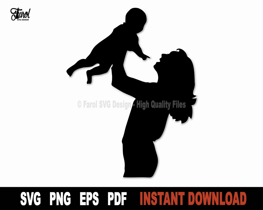 Mom and Baby Svg, Mom Svg File for Cricut, Silhouette, Mom Cut File ...