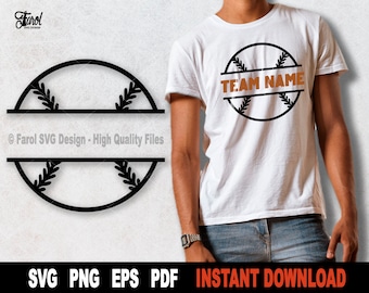 Cornice con nome diviso per squadra di baseball SVG: Clipart di softball (download digitale)