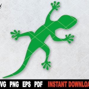 Gecko svg, Lizard SVG File For Cricut, Silhouette, Reptile Vector, Animal Clipart Cut File, Sublimation Png- Téléchargement numérique instantané