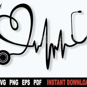 Heartbeat Stethoscope SVG, Nurse svg, Doctor Stethoscope SVG - Digital Clipart, SVG File For Cricut - Instant Digital Download