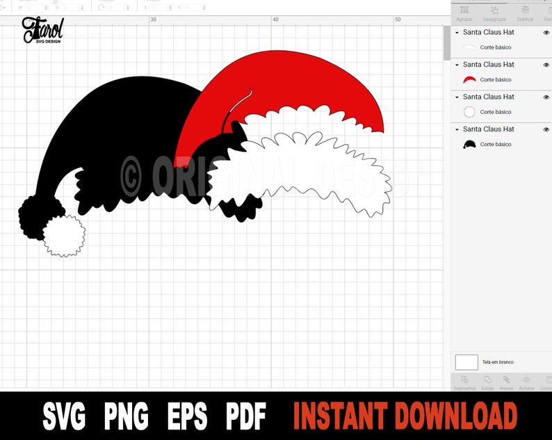 Santa Hat SVG,  Christmas svg  Files For Cricut, Silhouette, Vector Svg Cut file and PNG for Sublimation- Instant Digital Download