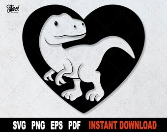 Dinosaurio San Valentín SVG: Tiranosaurio Rex en forma de corazón (Descarga digital)