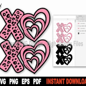 XOXO SVG, Valentine svg, Leopard Print svg, Liebe svg-Datei für Cricut, Silhouette, Vektor Cliparts svg geschnitten Datei - sofortiger digitaler Download