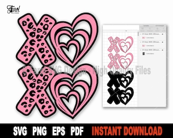 XOXO Svg, Valentine Svg, Leopard Print Svg, Love Svg File For Cricut, Silhouette, Vector Clipart Svg Cut File- Instant Digital Download