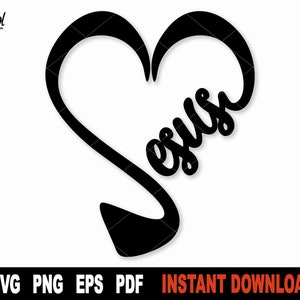 Gesù con cuore Svg, Gesù SVG, File Svg di cuore per Cricut, Silhouette, Clipart Svg religioso, Christian Vector - Download digitale istantaneo