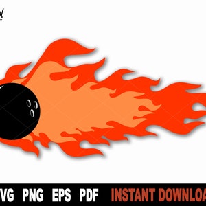 Flaming Bowling Ball SVG: Sport Clipart, Name Frame (Digital Download)