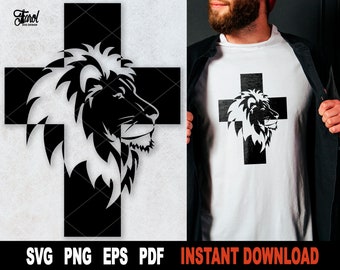 Lion of Judah Cross SVG: Christian Clipart (Digital Download)