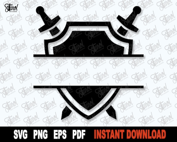 Medieval Shield Split Monogram SVG: Swords, Armor of God (Digital Download)