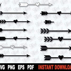Pfeil Svg Bundle, Pfeil Svg Datei für Cricut, Herz Valentine Svg Plotterdatei, Outline, Pfeil Vektor Clipart, Png Design- Digitaler Download