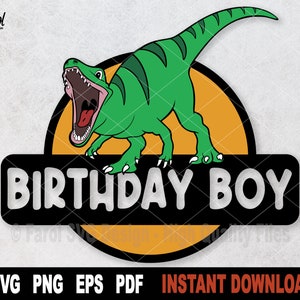 Dinosaur SVG, Dinosaur Birthday Boy Svg File For Cricut, Silhouette, T-Rex Png, Vector Clipart Svg Cut File-  Instant Digital Download