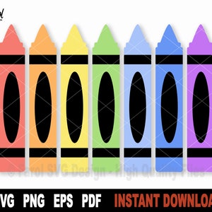 Crayon Svg, Crayon Set Svg File For Cricut, Silhouette,  Crayon Svg Cut File, School supplies Svg Vector Clipart- Instant Digital Download