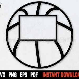 Basketball SVG, rechteckige Box Split Monogramm SVG geschnitten Datei, SVG-Datei für Cricut, Basketball Rahmen Clipart - sofortiger digitaler Download