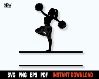 Cheerleader SVG | Split Monogram Cheer Silhouette | Sports & Dance File for Cricut