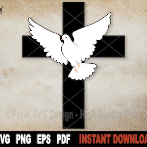 Cross With Dove Svg File for Cricut, Silhouette, Christian Bible Verses Vector Clipart, Shirt Png Design- Instant Digital Download