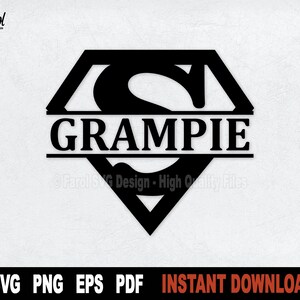 Grampie SVG, Super Grampie Split Name Frame Svg, Arquivo SVG do Dia dos Pais para Cricut, Silhueta, Arquivo de corte Svg, clipart vetorial - Download digital