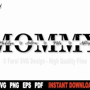 Nombres de mamá SVG / Mamá personalizada SVG para Cricut y Silhouette / Regalo del Día de la Madre SVG / Diseño personalizado para mamá / Descarga instantánea