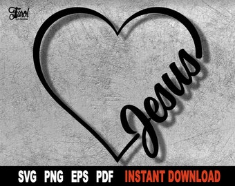 Heart Svg, Jesus SVG, Christian Svg File For Cricut, Silhouette, Religious Svg Clipart, Love Of Jesus, Vector- Instant Digital download