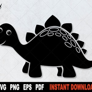 Dinosaur SVG, Stegosaurus SVG, Black Dinosaur SVG File For Cricut, Silhouette Clipart Cut File,  Sublimation Png- Instant Digital Download