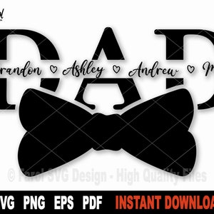 Papà SVG, Papillon Svg, Cornice Nome Diviso Svg, File SVG Festa del Papà per Cricut, Silhouette, File di taglio Vector Father Svg - Download digitale