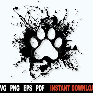 Dog Paw SVG-bestand knippen, T-shirt ontwerpen svg, Paw svg, SVG-bestand voor Cricut, PNG-bestand voor sublimatie - directe digitale download
