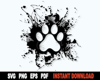 Dog Paw SVG Cut File, T-shirt designs svg, Paw svg, SVG File For Cricut, PNG File For Sublimation - Instant Digital Download