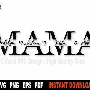 Mama SVG Split Name Frame: Personalized Family Design (Instant Download)