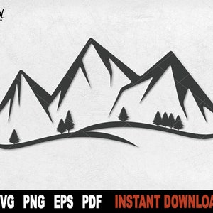 Range Mountains Svg Cut File Cricut, Silhouette, Range Nature Mountains Cutting Files, Mountains Vector Clipart, Png Design-Digital Download