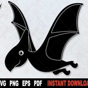 Dinosaur SVG, Pterodactyl SVG, Black Dinosaur SVG File For Cricut, Silhouette Clipart Cut File,  Sublimation png- Instant Digital Download